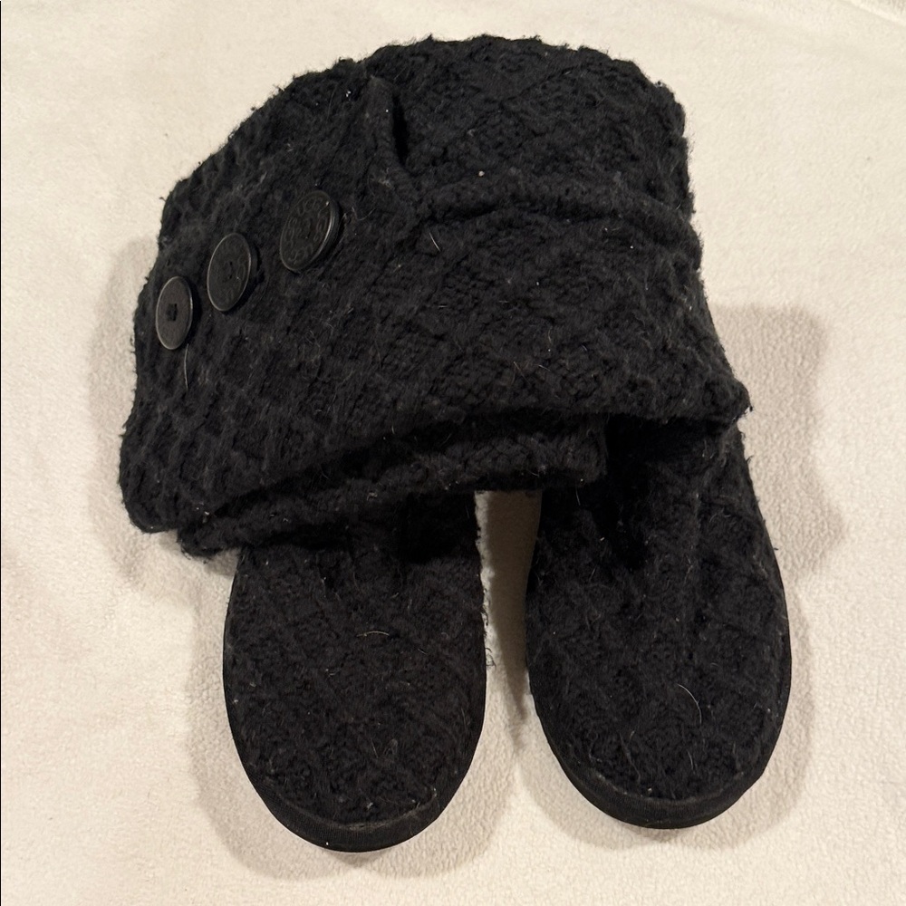 UGG Black Ankle Boots with Button Detail - Picture 1 of 9